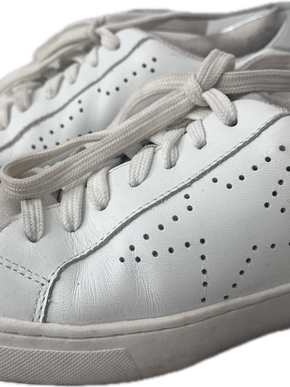 Steve Madden White Leather Perforated Star Sneakers